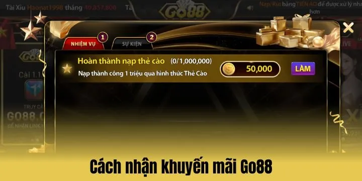 Hướng dẫn nhận khuyến mãi Go88