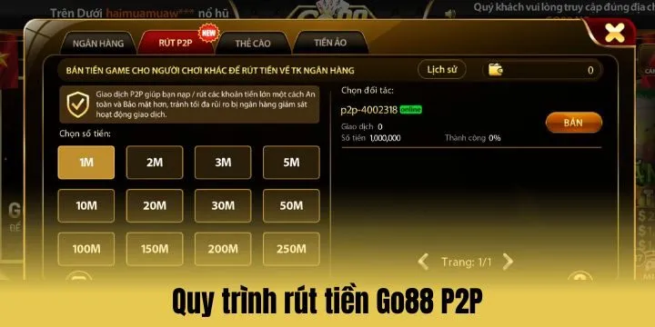 Hướng dẫn rút tiền Go 88 chi tiết