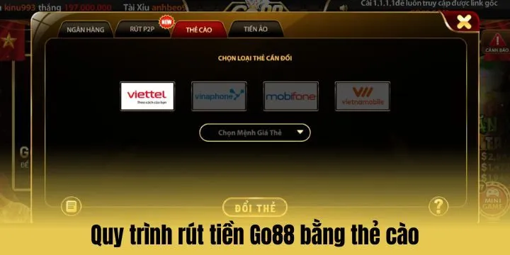 Hướng dẫn rút tiền Go 88 chi tiết