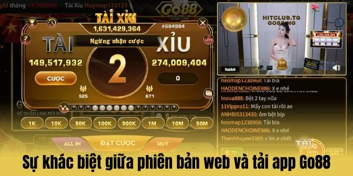 Phiên bản app Go88 khác gì so với website?