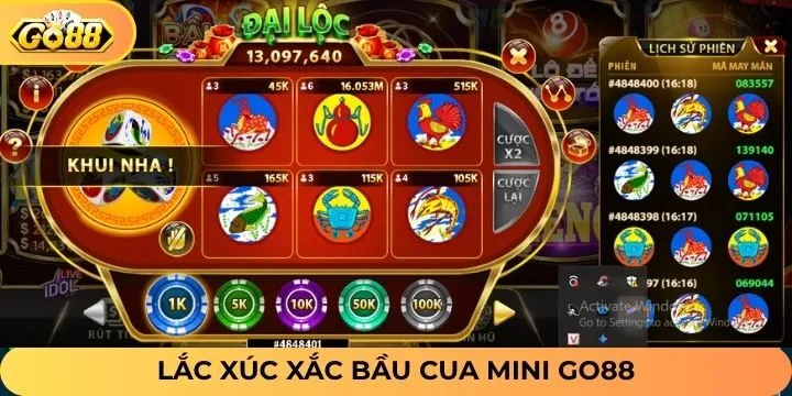 Lắc xúc xắc bầu cua mini Go88 thưởng hấp dẫn