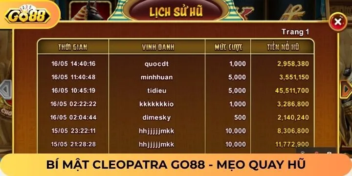 “Cẩm nang” chơi bí mật Cleopatra Go88 làm giàu nhanh