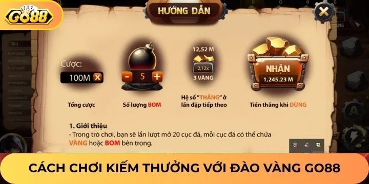 Hướng dẫn cách chơi đào vàng Go88 phiên bản mới