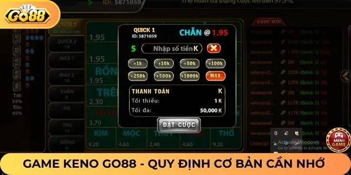 Nội dung cần biết trong game Keno Go88