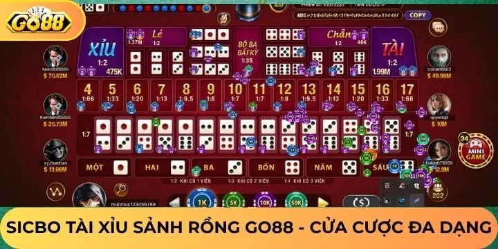 Cách chơi một ván sicbo tài xỉu sảnh rồng Go88 cơ bản