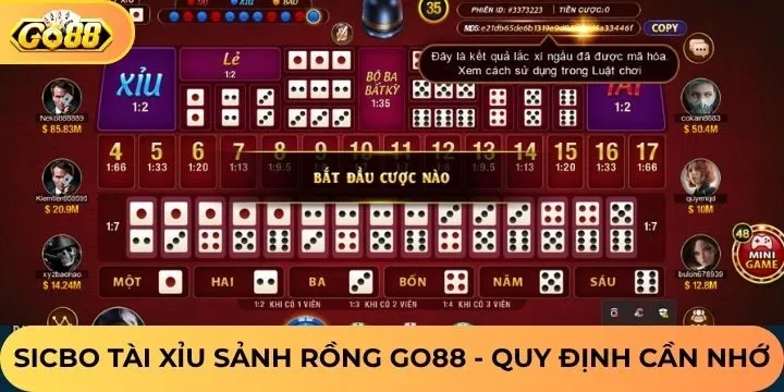 Lưu ý cần nhớ khi chơi sicbo tài xỉu sảnh rồng Go88