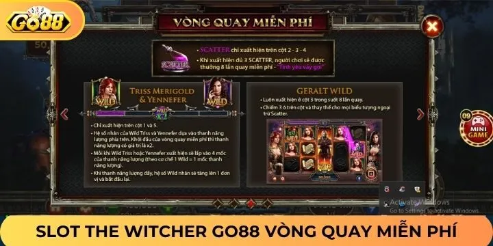 Vòng quay miễn phí trong the witcher Go88